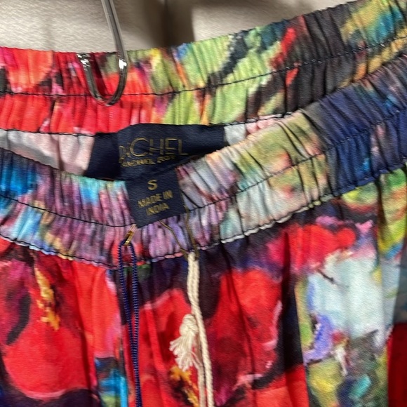 Rachel Red and Blue A-Line Midi Skirt ,  graceful flow - Picture 2 of 4
